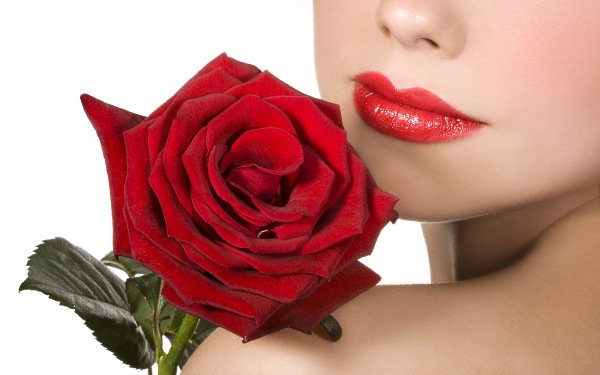 цветы фото, розы, губы девушка